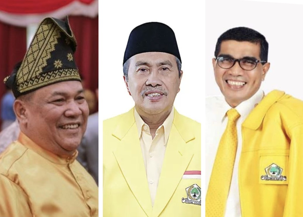 (Ki-ka) Tiga nama yang masih disebut bakal daftar calon Ketua Golkar Riau SF Hariyanto, Syamsuar, dan Parisman belum mendaftar (foto/ist)